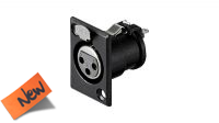 Conector XLR 3pin Fêmea chassis preto