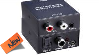 Conversor de audio digital Coaxial e Toslink a audio analógico 2x RCA