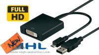 Cabo adaptador micro USB p/ DVI MHL preto