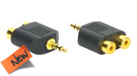 Adaptador audio dourado Jack Stereo Macho a 2x RCA fêmea (5)