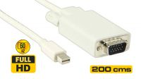 Cable mini DisplayPort a VGA M compatible con Mac 2 metros blanco