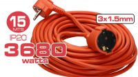 Cable de extensión M/H Schuko 220V naranja 16A