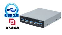 Panel interno 3.5" Akasa 5x USB 3.0 negro