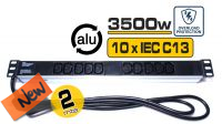 Regleta 10 tomas IEC C13 para rack 19" aluminio 2m