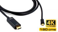 Cable mini DisplayPort V1.2 a HDMI M/M AWG28 3840x2160@30Hz negro 1.8m