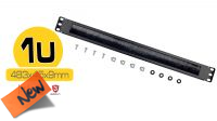 Painel frontal com escova para armários rack preto