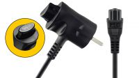 Cable de alimentación para portátil con botón de ayuda a desconexión en negro 1.5m