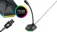 Micrófono con base Gaming Havit GK57 RGB  USB flexible negro