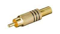 Conector dourado A/V RCA macho para cabo 6mm soldar