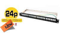 Painel frontal 19" para 24 portas 1U com organizador de cabos preto