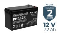 Batería PHASAK 12V 7.2Ah - Batería sellada plomo-ácido estandar