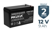 Batería PHASAK 12V 9Ah - Batería sellada plomo-ácido estandar