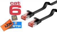 IBF 7701 : Cable de red flat U/FTP RJ45-RJ45 Cat. 6 certificado CU negro (1 m)