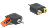 Adaptador audio Jack 3.5mm Stereo Macho a 2x RCA Fêmea preto