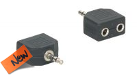 Adaptador audio stereo Jack 3.5mm Macho a 2x Jack 3.5mm fêmea preto
