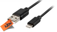 Cabo de dados e carga USB A Macho a Lightning macho preto