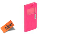 Bolsa protectora frente e traseira com fecho e janela para iPhone 6 4.7" rosa