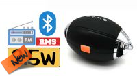 Coluna Wireless "Bola Rugby" portátil TF Card USB Jack 3.5mm prova salpicos preta