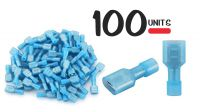 Conjunto de 100 terminales Faston Macho 6.35mm 1.5-2.5mm2 15A aislantes azul