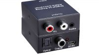 Conversor de audio digital Coaxial e Toslink a audio analógico 2x RCA