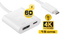 Cable adaptador USB 3.1 Macho a Displayport Hembra 4k 2k a 60Hz Blanco 0.15m
