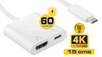 Cable adaptador USB 3.1 Macho a HDMI Hembra 4k 2k a 60Hz 0.15m Blanco