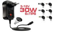 Carregador universal AC-DC 30W 6 pontas preto