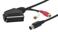 Cable SCART Macho a RGB 9 pines Macho + Audio 2 x RCA Hembra 1m