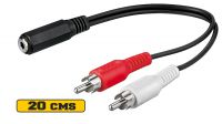 Cabo multimédia audio stereo 1 Jack 3.5mm fêmea a 2 RCA Macho