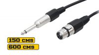 Cabo microfone XLR Fêmea 03P a jack 6.35mm macho preto