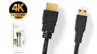 Cable mini HDMI-HDMI 1.4 Ethernet M/M Gold Plateado