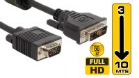Cabo adaptador para monitor DVI-I - HD15 M/M