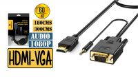 Cable adaptador HDMI (In) a VGA (Out) + Audio M/M Negro