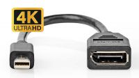 Adaptador mini DisplayPort Macho a DisplayPort Hembra Negro 0.2m