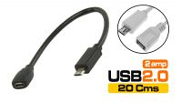 Cable de datos USB 2.0 micro B a Samsung S3 11p 0.20m negro