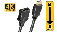 Cabo HDMI-HDMI high speed com Ethernet M/F 3D 4K 1080P AWG30 preto
