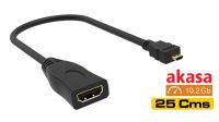 Cabo adaptador micro HDMI Macho a HDMI Fêmea preto 25cm