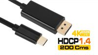Cable de monitor USB 3.1 Macho a Displayport Macho 4K 2K a 30Hz 2m Negro