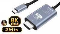 Cabo de monitor USB-C 3.1 a HDMI 2.1 M/M 8K@60Hz preto 2m