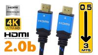 Cable HDMI 2.0b UltraHD 4K/60Hz  M/M Metal Azul y Negro