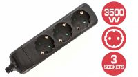 Régua de tomadas Schuko 3500W negra