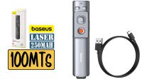 Apontador Baseus Laser Wireless 100m USB/USB-C  cinza