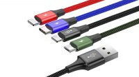Cable Baseus 4 en 1 USB-A M-USB C, 2 x Lightning, Micro B, Max 3.5A, 1.2m.