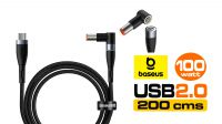 Cable Baseus USB-C M - DC Angulado 100W magnético 7.9 x 5.5mm PD alu.Nylon Negro 2m