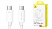 Cable Baseus USB-C M/M carga rápida PD240W 8K a 60Hz Blanco 1m