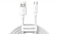 Cable Baseus USB-A M - Micro B M (máx 2.1A) blanco 1.5m