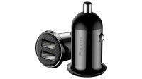 Carregador isqueiro 12/24V Baseus 2xUSB 2.4A preto