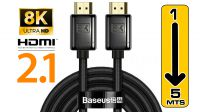 Cabo Baseus HDMI 2.1 M/M 8K@60Hz, 4K@120Hz Alumínio e Nylon preto