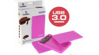 Caixa externa 2.5" Coolbox acabamento borracha HDD/SDD  Sata - USB 3.0 rosa