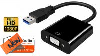 Adaptador cRadia USB  3.0 a VGA 1080P@ 60Hz negro 0.15 m.